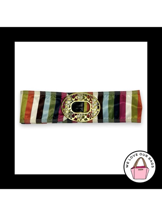 Rare Y2K VINTAGE COACH LEGACY Sash Belt 65th Anniversary Stripe Buckle Leather
